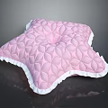 Pink Star Shaped Decorative Pillow With Ruffled Edges And Patterned Surface 3d model