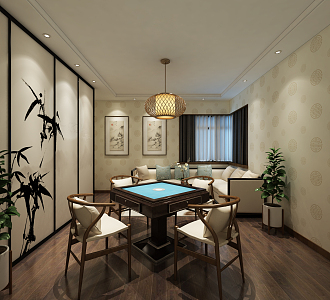 New Chinese Entertainment Room Mahjong Room 3d model