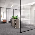 Modern Law Firm Front Desk Reception With Marble Background Wall And Green Plant