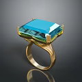 Elegant Gold Ring With Blue Green Gemstone Inlaid Design And Shiny Surface