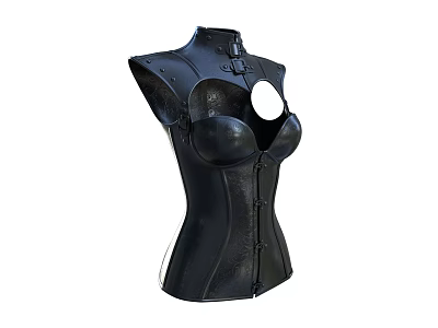 Black Leather Corset Fashion Design With Stylish Front Closure And Body Shaping Waist 3d model