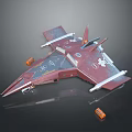Sci Fi Red Aircraft Design With Detailed Wings And Orange Containers 3d model
