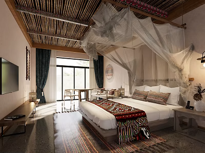 Ethnic Style Guest Room Homestay Guest Room 3d model