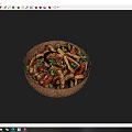 Colorful Mixed Stir Fry in Wooden Bowl with Fresh Vegetables and Herbs Garnish