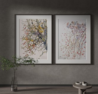 New Chinese Plant Painting Decorative Painting 3d model