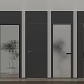 Modern Interior Swing Doors With Dark Gray Finish Frosted Glass And Sleek Handles