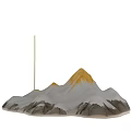 Mountain Shaped Incense Holder Decorative Living Accessory With Snowy Peak Yellow Top Gray Base
