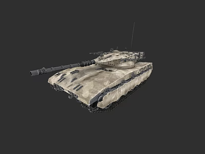 Modern Military Tank With Camouflage Paint Long Cannon Barrel And Tracks 3d model