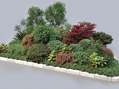 Diverse Shrubs With Colorful Foliage For Garden Landscape Design And Outdoor Decor 3d model