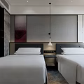 Hotel Room Interior Design With Modern TV Bed Sofa Desk And Marble Decor
