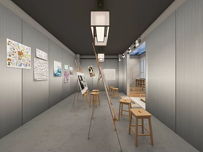 Industrial wind classroom 3d model