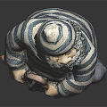 Seafarer Figurine In Striped Outfit With Bearded Face Holding Wooden Anchor Decoration