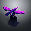 Purple Pink Dragon Flying Statue Displayed On Black Pedestal With Detailed Wings