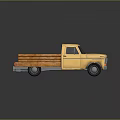Vintage Yellow Pickup Truck With Wooden Bed And Single Cab Design