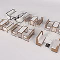 Various Style Booth Sofas With Wooden Frames And Marble Tabletops For Restaurant Dining 3d model