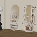 Interior Decor With Two White Mirrors Floor Lamp And Wooden Floor