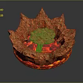 Artistic Lava Like Sculpture With Multi Petaled Structure And Glowing Red Orange Hue