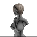 Game And Movie Character 3D Model With Blonde Short Hair No Facial Features Prominent Chest