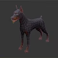 Standing Doberman Dog 3D Model With Blue Gray And Brown Coat And Tongue Out