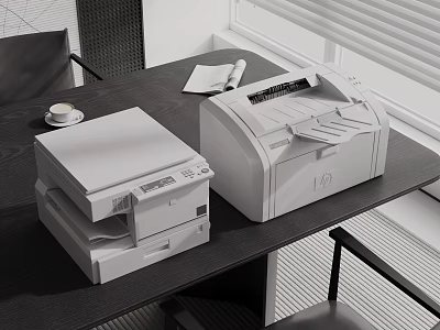 Office Electronics Copier And Printer On Office Desk 3d model