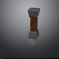 Decorative Column Featuring Riveted Metal Ends And Wooden Central Grain Texture