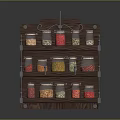 Wooden Spice Rack Storage Organizer With Glass Jars And Colorful Spices