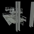 Heavy Duty Industrial Equipment With Multi Level Platforms Metal Frames And Guardrails