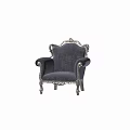 Elegant Classic Accent Chair With Silver Ornate Frame And Dark Upholstery Fabric