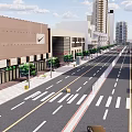 Urban Commercial Street With Modern Tall Buildings Bench And Zebra Crossing