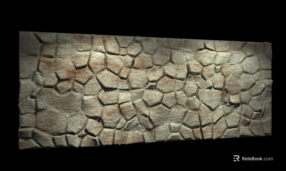 Decorative Stone Wall Surface With Irregular Cracked Texture And Natural Pattern 3d model