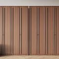 Modern Wooden Wardrobe With Symmetric Design Open Shelves And Natural Wood Tone