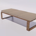 Modern Wooden Frame Bench With Light Brown Cushion And Simple Design