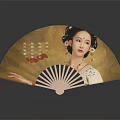 Elegant Traditional Chinese Fan With Classical Female Figure And Artistic Oriental Patterns