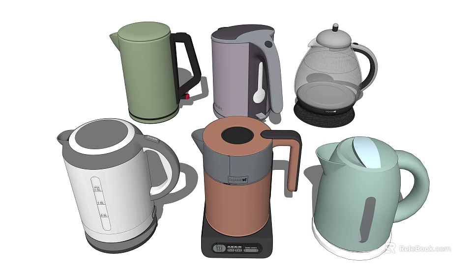 Daily Electrical Appliances Electric Kettles with Various Styles and Colors 3d model 