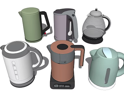 Daily Electrical Appliances Electric Kettles with Various Styles and Colors 3d model