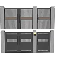 Modern Entrance Gate Design With Black Metal Vertical Lines And Double Door Structure