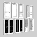 Hinged Doors For Interior With Various Styles And Glass Panel Designs 3d model
