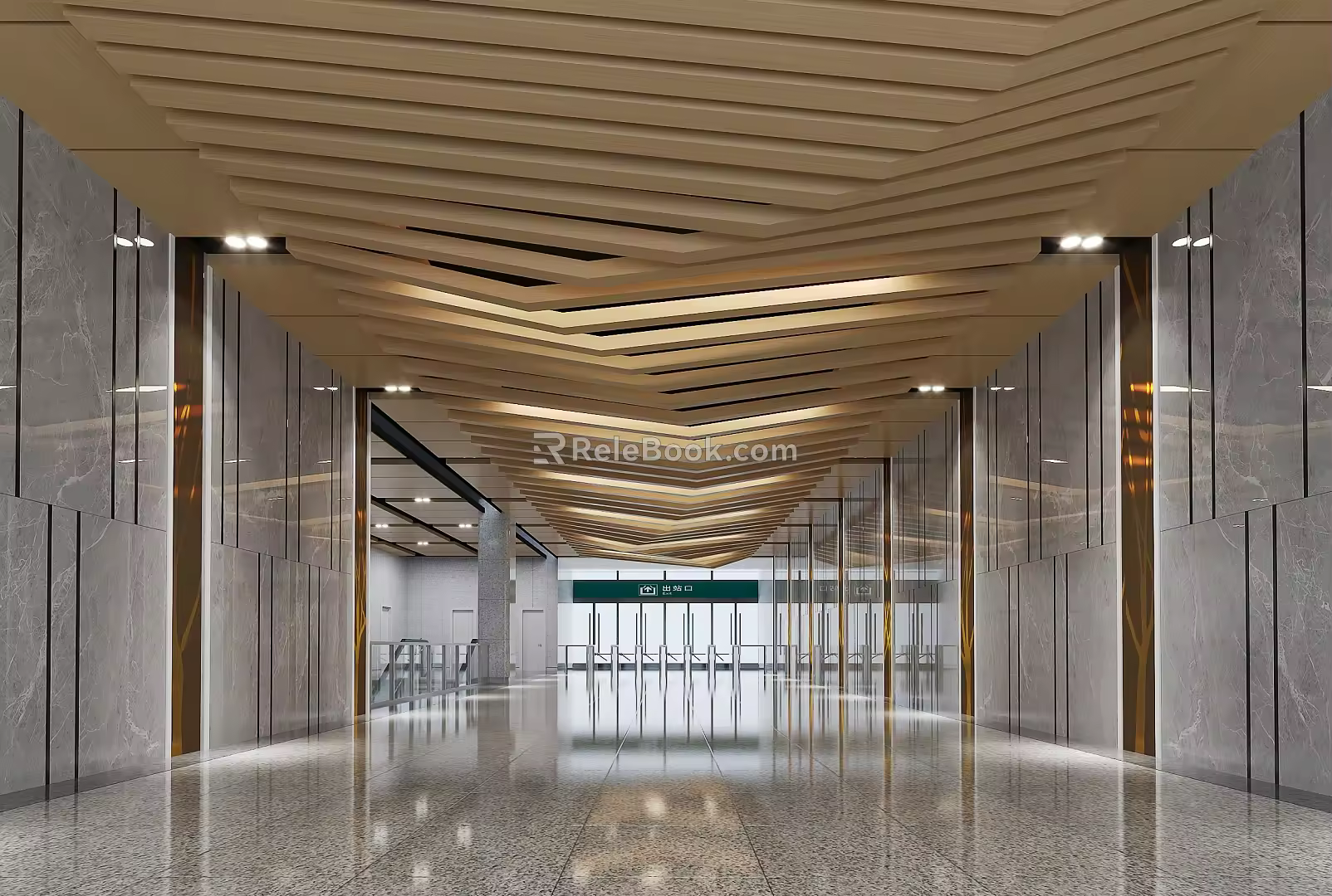 Railway station exit passage 3d model