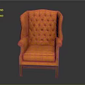 Elegant Orange Tufted Velvet Armchair With Classic Design And Wooden Legs