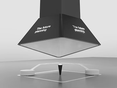 Modern Black Kitchen Hood With The Future Planning Text And Transparent Countertop 3d model