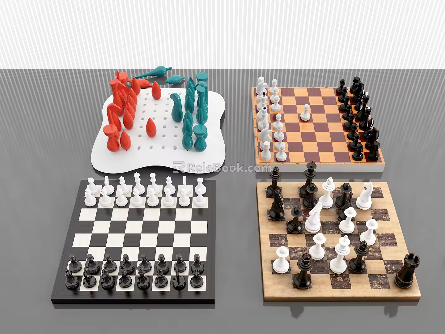 Modern Chess Board Combination 3d model