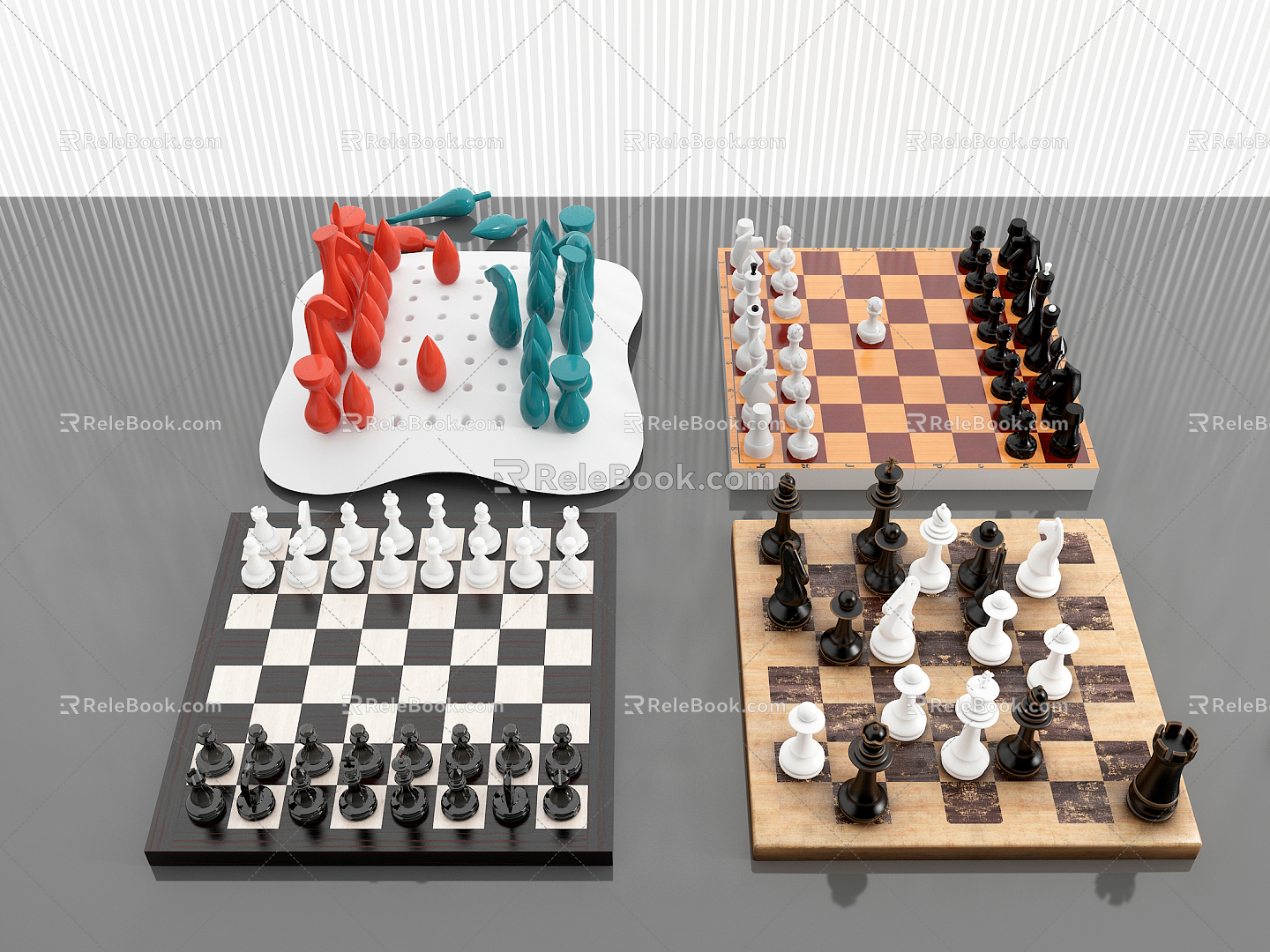 Modern Chess Chess Board Combination 3d model