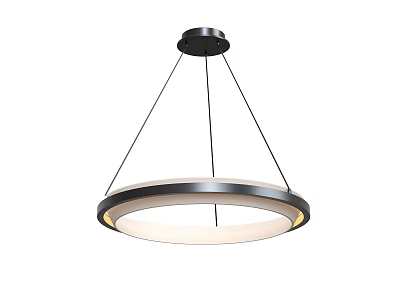 Modern Circular Pendant Light With Metallic Frame And Illuminated Ring Structure Design 3d model