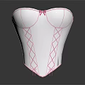 Feminine White Corset With Delicate Pink Stitching And Bow Detail