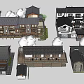 Traditional Homestay Buildings with Tile Roofs Multi Story Wooden Structures and Courtyard Surrounded by Trees
