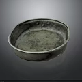 Vintage Household Metal Basin With Aged Surface And Rim With Small Rivets