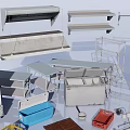 Assorted Kitchen Appliances With Storage Cabinets Shelves And Baking Tools 3d model
