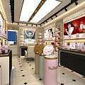 HAOYAN Beauty Store with Cosmetics Skincare Display Pink Poster Bright Interior and Glass Doors
