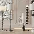 Modern Floor Lamps With Spiral Bases And Cylindrical Shades In Living Room