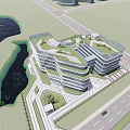 modern office building multi-storey office building 3d model